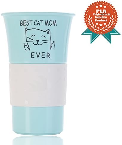Funny Cat Gift Best Cat Mom Ever PLA 12 OZ Coffee Mug Tea Cup,Rude Cat Lovers Cat Memes Birthday Gift for Women Kids (Blue)