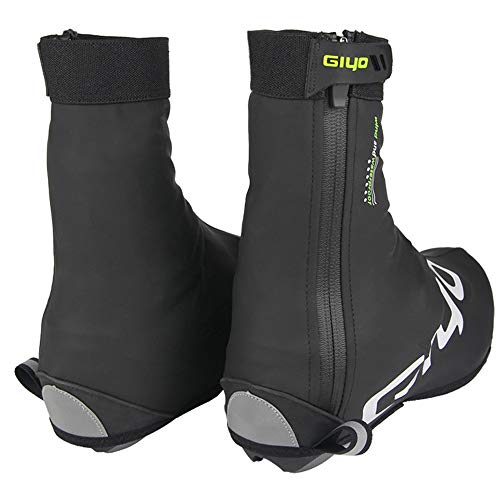 Axiba Menâ€™s Neoprene Cycling Shoe Covers - Windproof Waterproof Warm Thermal Bike Overshoes Winter Protector Black Green, Black Red (L)