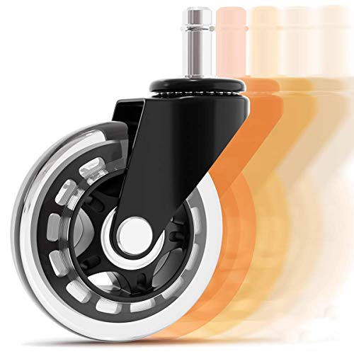 image for Jinxuny 5pcs Office Chair Caster PU Rubber Swivel Wheels Dual Bearing 