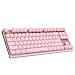 MQ LED Backlit Wired Mechanical Gaming Keyboard Small Compact 87 Key Metal Mechanical Computer Keyboard USB Wired Blue Switches for Windows PC Game,Aluminum Base (Pink Keyboard Blue Switch)thumb 1