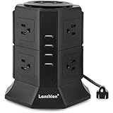 Lanshion 8 Outlet Surge Protector Power Strip with 4 USB Charging Ports 1875W Desktop USB Charging Station with 6.5-Feet Long Power Cord, 1000 Joules,UL Listed (Black)