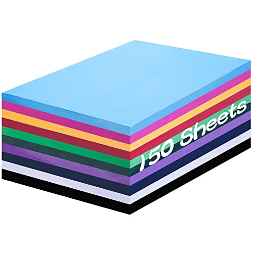 Shindel 150Sheets Construction Paper, 10 Colors Heavyweight Construction Paper, Bulk School Supplies for Kids, Classroom Supplies for Preschool