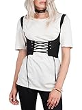 TOB Women's Tank Tied Lace Denim Wide Waist Cincher Belt Corset