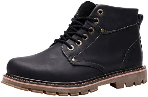 CIROHUNER Men’s Lace-up Second Shift Steel Toe Work Boots (7.0 US, A Jet Black)