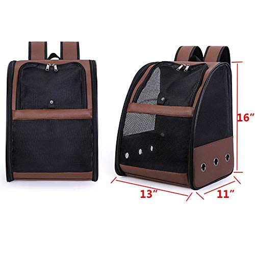 C&W Bird Carrier with Wooden Stand Bird Travel Cage Leather Pet Travel Carrier Small Parrot Supplies, 13 x 11x16 in