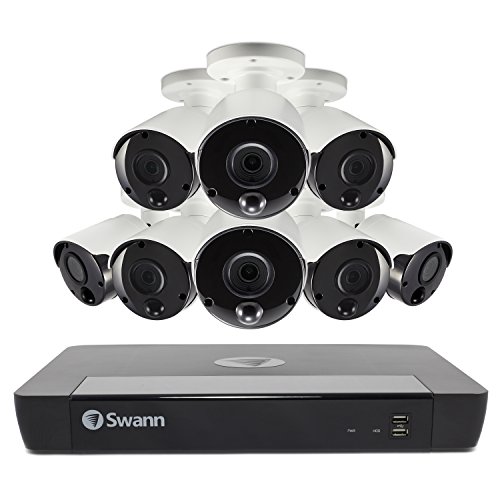 Swann 16 Channel Security System: 4K Ultra HD NVR-8580 with 2TB HDD & 8 x 4K Thermal Sensing Bullet Cameras NHD-885MSB