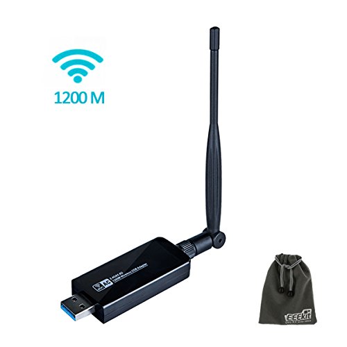 EEEKit 1200Mbps 2.4GHz/5.8GHz Dual Band WIFI Adapter 11ac Wireless USB 3.0 Network w/ Antenna for Computer PC Laptop Win XP/7/8/10,MAC,Linux,Android