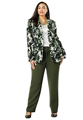 Jessica London Women's Plus Size Petite Single Breasted Pant Suit - Black, 22 W