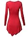 TWINTH Womens Long Sleeve Handkerchief Hem Lightweight Tunic Top