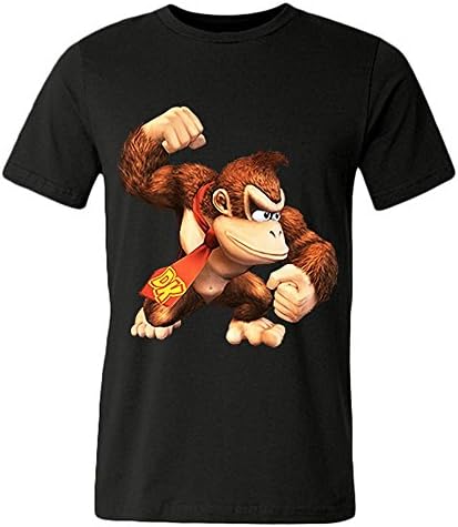 Men T Shirts Graphic Clearance, Donkey Kong Game Crew Neck Black T-Shirt