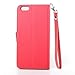 [iPhone 5C],iPhone 5C Leather,iPhone 5C Wallet Case,5C Leather,5C Wallet Case,5C Case For Girls,Canica Flip Leather For iPhone 5C With Strap Red