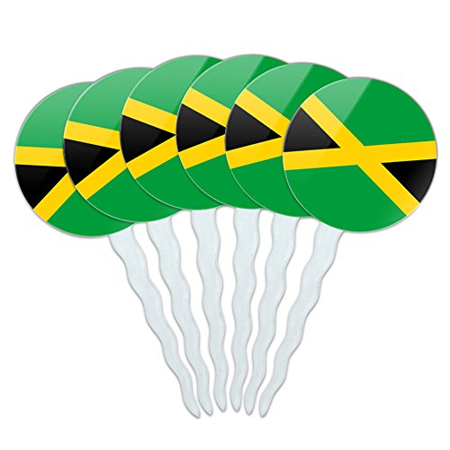 Set of 6 Cupcake Picks Toppers Decoration Country National Flag J-N - Jamaica National Country Flag