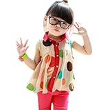 PanDaDa Girls Chiffon Tops Sleeveless T-shirt Colorful Polka Dot Lapel 2-7Y