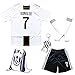 BIRDBOX Youth Sportswear C.Ronaldo Juve 7 Kids Home Soccer Jersey/Shorts Bag Keychain Football Socks Set (5-6 Years)