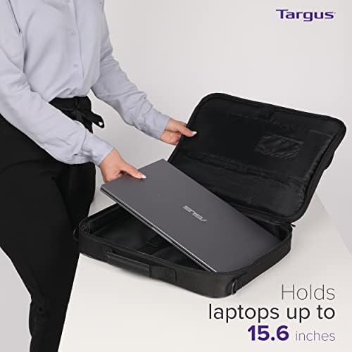 Classic Clamshell Sacoche pour Ordinateur Portable 15,6", Sac à Bandoulière Homme Femme Confortable, Mallette Ordinateur Portable avec Poches – Noir, TAR300