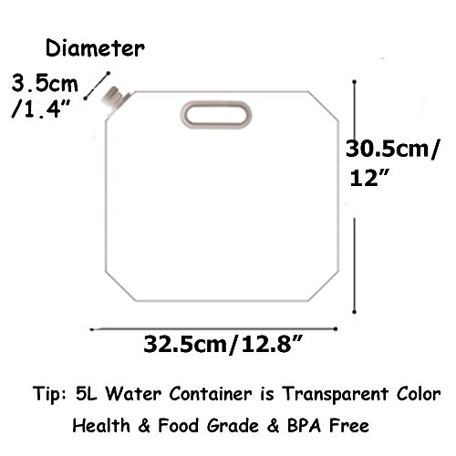 4 x 5 Litres Collapsible Water Jug Container, Freezable, BPA Free Plastic Water Carrier Tank, Outdoor Folding Water Bag for Sport Camping Riding Mountaineer, Food Grade (5L Water Bag+10L Water Bag)