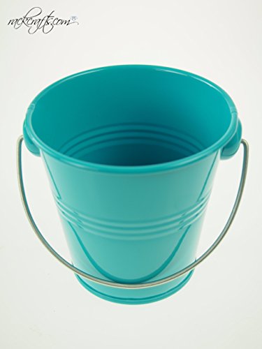rackcrafts.com Large / XL Metal Sand Water Paint Pails Buckets Party Favor Wedding Baby Shower (L - Turquoise)