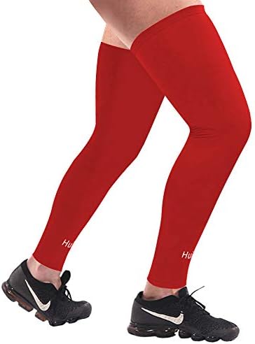 HuiYee Sports Compression UV Long Leg Sleeves for Running Basketball Football Cycling and Other Sports(3 Sizes, 1 Pair)