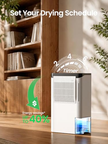 Dehumidifiers for Home 1500 Sq.Ft, 2.5L Tank, 35dB Quiet, New Rotary Technology Dehumidifier with Drain Hose, Works Down to 1°C/34°F, Auto Shutoff, Ideal for Basement Bedroom Bathroom RV Closet