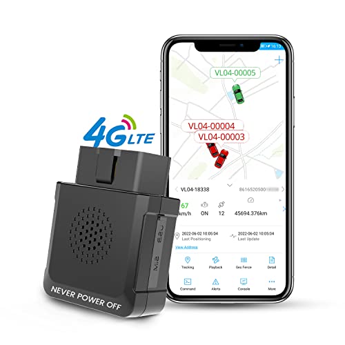 LNCOON 4G LTE GPS Tracker, 10sec Update Car GPS Tracker, Unlimited Distance, Real Time Location Speed & Mileage, Geofence, Accident Alert, Fatigue Driving Tracking Device for Family or Business