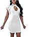 Mokoru Women's Sexy Ruffle Short Sleeve Hollow Out Bodycon Party Mini Club Dress, XX-Large, White