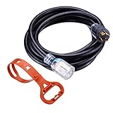 Miady 25ft 30 Amp Generator Cord with Lighted End, 10 Gauge Heavy Duty L14-30 Generator Power Cord Up to 7,500W with Cord Organizer