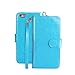 idudu iPhone 6 Plus/iPhone 6S Plus Case, Luxury PU Leather Wallet Flip Cover Case with Credit Card Holder Built-in 9 Card Slots & Wrist Strap for iPhone 6 Plus/iPhone 6S Plus (light blue)