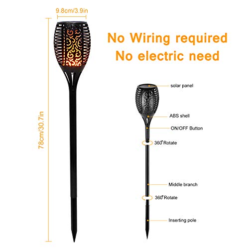 Everbest4U Solar Lights Upgraded, Waterproof Flickering Flames Torches Lights Outdoor Solar Landscape Decoration Lighting Dusk to Dawn Auto On/Off Security Torch Light for Patio Driveway (4)
