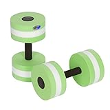 Water Dumbells,Eamber Aqua Fitness Barbells Exercise Hand Bars,Set of 2 Foam Dumbbells (Green)