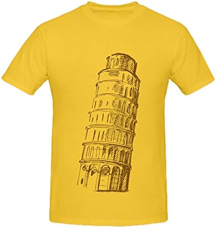 100% Cotton Mens Black Summer Fashion DIY Tops Tees Short Sleeve Leaning Tower Of Pisa T Shirt National Geographic Style O Neck Casual T Shirt