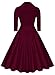 Miusol Women's Deep-V Neck Classical Bow Belt Vintage Casual Swing Dress (XX-Large, Wine)