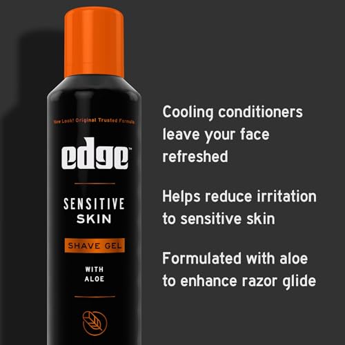 EDGE SHAVING GEL FOR MEN, SENSITIVE SKIN WITH ALOE, (6 PACK) – SHAVE GEL FOR MEN THAT MOISTURIZES, PROTECTS AND SOOTHES TO HELP REDUCE SKIN IRRITATION