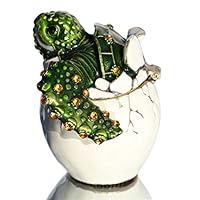 Waltz&F Collectible Turtle Figurines Hatching Baby Turtle from an Egg Metal Jewelry Box Hatching Egg Trinket Box