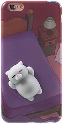 Cute Soft Phone Case for iPhone 7/6/5/s/Plus Silicone Cat Protective Phone Cover (Purple 6 Plus/6sP)