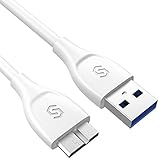 Micro USB 3.0 Cable Syncwire - USB 3.0 A Male to Micro B Cord for Samsung Galaxy S5, Note 3, Note Pro 12.2, Nokia Lumia 2520, Toshiba, Seagate, Western Digital Hard Drives & More - 3.3ft White