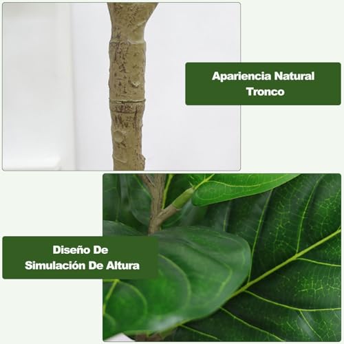 KIROTLA 2 Piezas Árbol Artificial De Hojas Decorativas De Violín De 1.2m En Maceta Imitación De Higuera Y Palmera Artificial 0.9m para Hogar Oficina Sala De Estar Interior Y Exterior