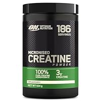 Optimum Nutrition Micronised Creatine Powder, 100% Pure Creatine Monohydrate Powder for Performance and Muscle Power, Unflavoured Shake, 186 Servings, 634 g