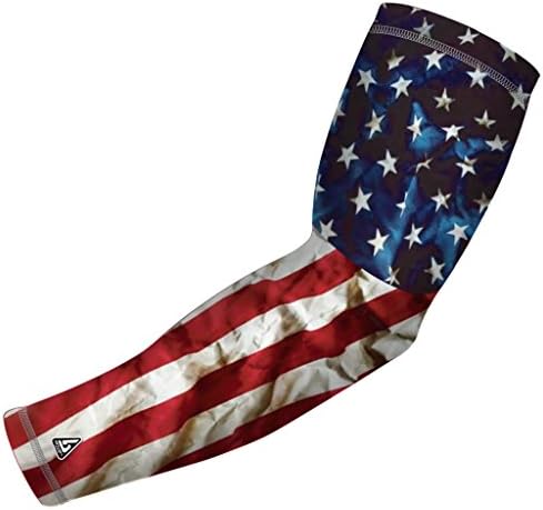 B-Driven Premium Pro-Fit Sports Compression Arm Sleeve (Single) Patriotic Designs Baseball Arm Sleeves For Men Women Youth & Adult Sizes for Football Basketball