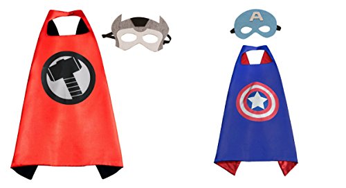 Captain America & Thor Costumes - 2 Capes, 2 Masks with Gift Box by Superheroes