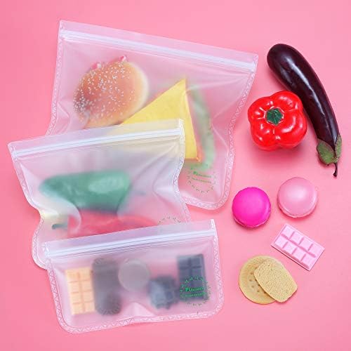 Reusable Lunch Bags 6 Packs Slide-Sealed Food Containers Leak proof Storage Bag for Food Snacks/Lunch Sandwiches/Travel&To-Go Storage/Home Organization (Multiple)