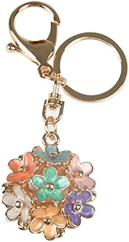 Thaibestus Cute Women Alloy Hollow Daisy Flower Double Sides Couple Car Keychain Keyring (Multicolor)