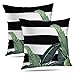 KJONG Set of 2 Banana Leaf Tropical Stripe Bag Martinique Zippered Pillow Cover,Square Decorative Throw Pillow Case Fashion Style Cushion Covers 18 x 18 Inch,2 Sides Print