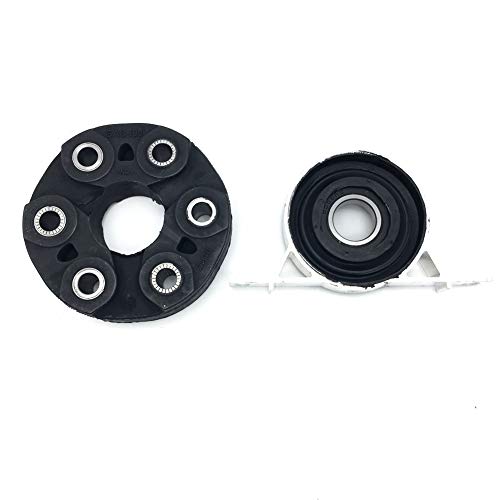 WayJun Driveshaft Drive Shaft Flex Disc Joint + Center Support with Bearing SET for BMW E39 E52 Replace # 26111229065 26127501257