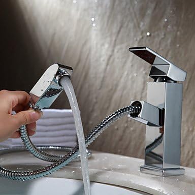 Furesnts Modern home kitchen and bathroom faucet Hot And Cold Smoked Pull Basin Faucet Whole Copper Telescopic Shampoo Puckering Bowl Lavatory Faucet On Stage ,(Standard G 1/2 universal hose ports)