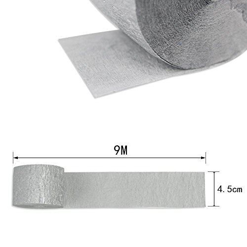 image for Coceca 6 Rolls Silver Crepe Paper Streamers Silver Streamers for Birth
