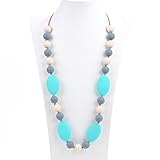 Silicone Teething Necklace - 12 Color Choices - Baby Safe For Mom To Wear - BPA-Free Beads To Chew - Stylish & Natural 