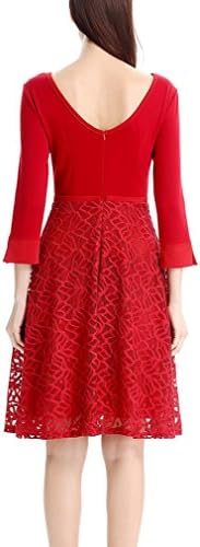 LECHEERS Women's Elegent 2/3 Sleeve Floral Flare A-line Party Cocktail Dress