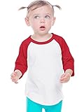 Kavio! Infant Jersey Contrast Raglan 3/4 Sleeve White/Red 18M