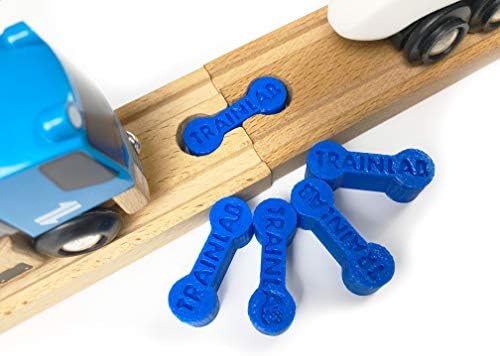 TrainLab Classic Dog Bones Perfect for Beginner (3+yrs) Wooden Railway Track Builders (5 Pieces) (Classic, Blue)
