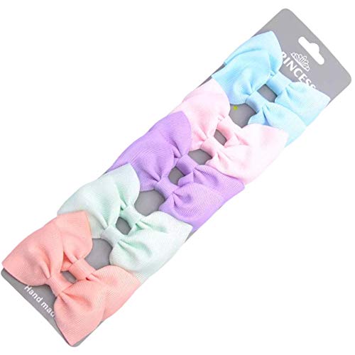 10pcs Hair Bows Clips Slides Grips 2.7" inch Solid Small Neutral Mauve Mint Blue Pink Pairs Girls Pretty Hairbows